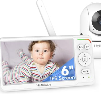 HelloBaby Baby Monitor 6" World First IPS Screen 30H Battery, Secure No WiFi, Pan Tilt Video Camera with Night Vision, VOX, 2-Way Talk, 1000ft, Portable Video Audio Monitor Ideal for Mom, Elderly, Pet